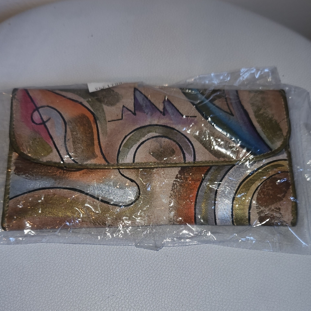 NWT Vintage Sam Sam Hand-Painted Leather Wallet
